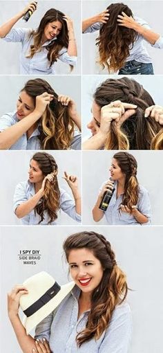 Hairstyles Tutorials: Beachy Updo, Hairstyles For Medium Length Hair Tutorial, Braids Women, Braided Waves, Side Ponytail, Front Hair Styles, Half Updo, Very Short Hair