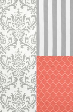 four different color patterns on the same wallpaper