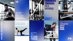 a collage of photos showing people doing different exercises