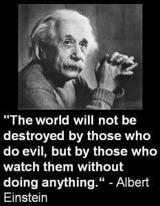 albert einstein quote about the world will not be destroyed by those who do evil, but by those who watch them without doing anything