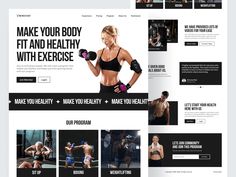 an image of a website design for a personal training and fitness program, with images of women in the background