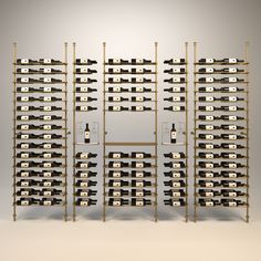 a wine rack filled with lots of bottles