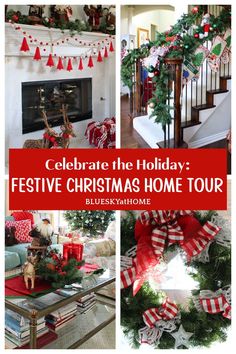 collage of festive christmas home tour