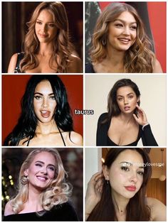 many different pictures of women with long hair