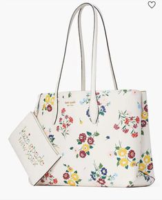 Go for fresh style all day with this spacious Kate Spade New York leather tote styled in a blooming floral print and finished with a removable drop-in pouch. Large sized bag; 15"W x 11"H x 5-1/2"D (width is measured across the bottom of handbag) Silhouette is based off 5'9" model 11"L handles Open top; dog clip closure Gold-tone exterior hardware & logo Fits iPhone max, iPad, A4 binder & 13" laptop Bag-in-bag style: one tote contains drop-in detachable pouch Leather Imported Comes from a smoke/p Everyday Bouquet, Bouquet Toss, Kate Spade Totes, Dog Clip, Gold Bag, Kate Spade Handbags, Large Tote Bag, Leather Pouch, Open Top