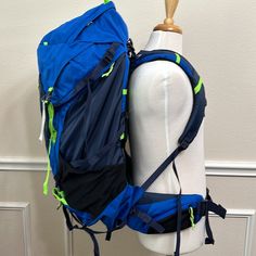 Jansport Klamath 75 Backpack Blue * Gridfit Adjustable Harness System: Adjustable Width Of Shoulder Straps Or Torso Length * Pe Frame Sheet W/ Single Aluminum Stay * Fully Padded Back Panel W/ Ribbed & Perforated Eva For Comfort & Breathability * Adjustable Padded Hipbelt, W/ Zippered Pocket * Side Pocket * Side Entry Pocket To Main Compartment * Zippered Sleeping Bag Compartment - From Bottom Of The Bag * Hydration Sleeve W/ Exit Port & Tube Management * Front Storage Pocket * Side Gear Or Wate Blue Backpack For Outdoor Activities, Blue Nylon Bags For Outdoor Activities, Blue Backpack For Outdoor, Sporty Blue Waterproof Bag, Sporty Blue Hiking Bags, Blue Nylon Hiking Bag, Blue Nylon Backpack For Hiking, Blue Nylon Sports Backpack, Blue Waterproof Functional Backpack