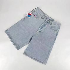 Baggy Jorts: Y2K Vintage Hip Hop Denim Shorts    1Measurement In CMsizeWaist(cm)Hips (cm)Pant Length(cm)S729850M7610251L8010652XL8411053XXL8811454 Gym Shorts Men, Harajuku Men, Mens Denim Shorts, Jnco Jeans, Streetwear Pants, Y2k Pants, Y2k Men, Y2k Shorts, Light Blue Shorts