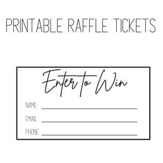 the printable raffle tickets are ready to be used as an entry card for someone's party