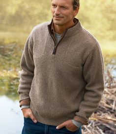 Waterfowl Sweater: Sweaters | Free Shipping at L.L.Bean Cozy Brown Sweater For Outdoor, Cozy Brown Outdoor Sweater, Cozy Outdoor Sweater, Outdoor Merino Wool Long Sleeve Sweater, Outdoor Long Sleeve Merino Wool Sweater, Fall Outdoor Merino Wool Outerwear, Classic Winter Outdoor Sweater, Wool Sweater For Outdoor Winter Use, Cozy Sweater With Fleece Lining For Outdoor