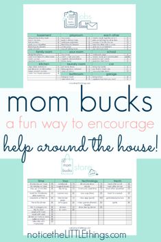 the mom bucks printable is shown with text that reads, how to use them