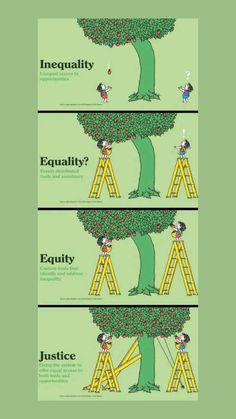 an image of a tree with ladders and apples on it, as well as the words