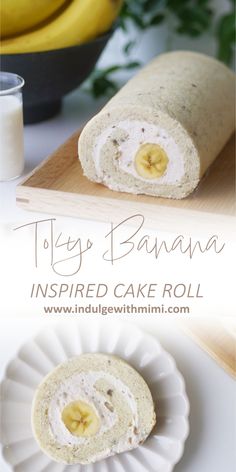 Subtly sweet and exceptionally fluffy banana cake roll inspired by Japan's iconic Tokyo Banana dessert reimagined with fresh banana whipped cream, Unique and delicious! #banana #cake #roll #japanese