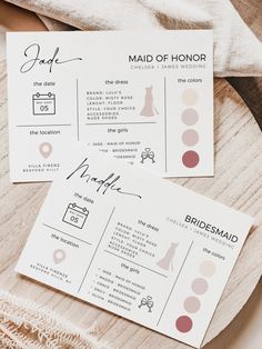 This printable Bridesmaid Info Card Template features a modern boho design | Edit and change the font, font color and background color! Purchase, Edit and Print within Minutes. Try our free Demo! Wedding Info Card, Bridesmaid Info Card, Modern Boho Design, French Country Wedding, Modern Bridesmaid, Wedding Stage Design, Design Edit, Bridesmaid Boxes, Wedding Details Card