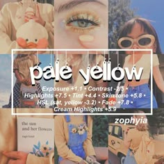 a collage of photos with the words pale yellow