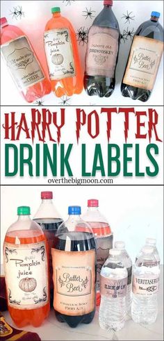 harry potter drink labels are on display for halloween