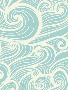 a blue and white wallpaper with swirls on it