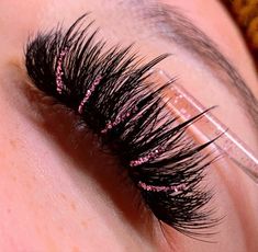 Coloured Eyelash Extensions, Coloured Lash Extensions, Lash Extensions With Color, Glitter Eyelash Extensions, Light Pink Eyeshadow, Glitter Lashes, Colored Lashes