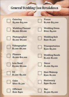 a wedding checklist is shown with two rings on top of the check list for each guest