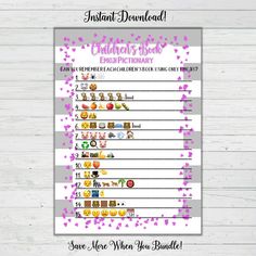 a printable children's book embellishmentary with purple confetti