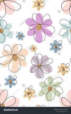 colorful flowers on white background for wallpaper or fabric stock photo and royalty illustration image