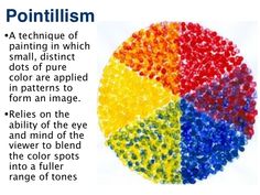 a rainbow colored object with the words, pointillism