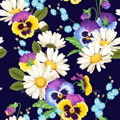 colorful flowers on a blue background - flowers & plants nature