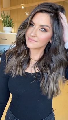 Ashy Brown Hair Fair Skin, Mushroom Bayalage Hair, Scheana Shay Hair, Ash Brunette Hair, Mushroom Balayage, Grey Transition, Hairby Chrissy, Ashy Hair