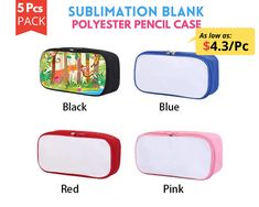 "5x Pack Sublimation Pencil Case Blanks, Custom Logo Pencil Pouch, Polyester Blank Pencil Case, Black Blue Pink Red 4 Colors are Available. These pencil cases are made of high quality polyester with zippers, and they are ideal for sublimation printing using heat press machine.  Product Detail ▶ Product Name: Sublimation Blank Pencil Case ▶ Model No: 105058 ▶ Product Color : Black, Blue, Pink, Red ▶ Product Application: These blank pencil cases are ideal for dye sublimation printing. ▶ Material : Red Pencil Case With Pen Holders, Red Pencil-shaped Pencil Case For School, Red School Pencil Case, Red Pencil-shaped School Pencil Case, Red Rectangular Pencil Case With Pen Holders, Rectangular Red Pencil Case With Pen Holders, Red Zipper Pouch Pencil Case For School, Logo Pencil, Small Printer