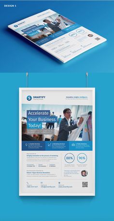 a blue and white business flyer template