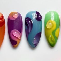 Lava Lamp Nail Designs, Volcano Nails, Lava Lamp Nail Art, Frutiger Aero Nails, Dopamine Nails, 3 D Nails, Blob Nails, Lava Lamp Nails, Lava Nails