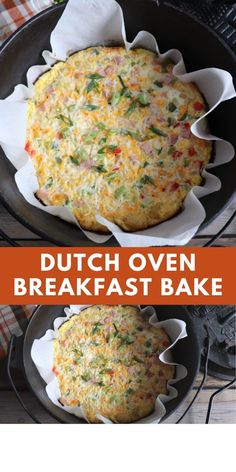 two images showing how to make dutch oven breakfast bakes