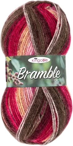 a ball of yarn that is red, brown and white with the word bramble on it