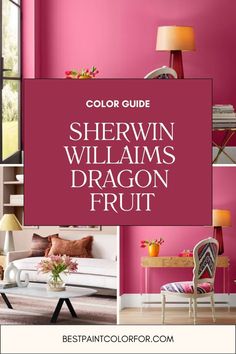 Sherwin Williams Dragon Fruit is a show-stopping color! Check out our review to see how this vibrant pink can add warmth and character to your living space. Perfect for accent walls, rooms, and decor. #HomeStyle #PinkPaint #ColorReview #SherwinWilliams Magenta Dining Room Walls, Sherwin Williams Pink Colors, Fuschia Walls, Sherman Williams Pink Colors, Bedroom 2024, Greige Paint Colors, Greige Paint, Benjamin Moore White, Best Paint