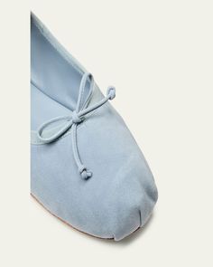 Miu Miu suede ballerina flats with bow accent    Round toe    Mid vamp band with contrast logo lettering    Slipon style    Leather lining    Leather outsole    Made in Italy Vamps Band, Ballerina Flats, Letter Logo, Miu Miu, Tops Designs, In Italy, Italy, Luxury Fashion, Band