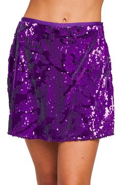 Add a dazzling pop of color with a leg-baring skirt covered in purple sequins. Hidden side-zip closure Lined 100% polyester Dry clean Imported Asian & Pacific Islander Owned/Founded Purple Mini Skirt For Party, Fitted Purple Sequin Skirt, Purple Stretch Mini Skirt, Purple Skirt Sparkling Tassle, Purple Tiny Skirt, Purple Fits, Pacific Islander, Pop Of Color, Nordstrom Store