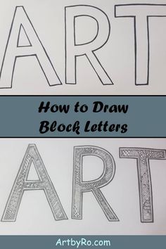 two pictures with the words art and how to draw it in black and white letters