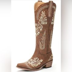 Cowboy Boots For Women - Wide Calf Knee High Cowgirl Boots, Glitter Sparkly Rhinestone Western Country Boots With Classic Embroidery, Pointed Toe Pull On Zipper Retro Fashion Tall Boots About This Item Elegant And Fashionable: Dixhills Brown Cowboy Boots For Women Embody Timeless Style, Allowing You To Experience The Perfect Fusion Of Western Charm And Modern Fashion. This Unique Cowgirl Boots Features Classic Embroidery And Sparkly Rhinestone, Adding Charm And Sophistication To Every Step You T Knee High Cowgirl Boots, High Cowgirl Boots, Tall Cowgirl Boots, Cowboy Boots For Women, Classic Embroidery, Brown Cowboy Boots, Vintage Cowboy Boots, Country Boots, Brown Leather Loafers