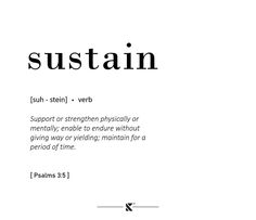 the word sustain is written in black and white