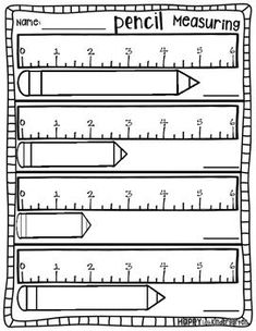 a ruler with the words pencil measuring on it and arrows pointing up to each other