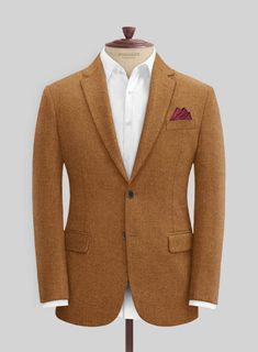 Tick off the suave yet sartorial characters while creating a unique investment to the closet with our Naples Gold Castle Tweed Jacket. Crafted from pure wool material that portrays deep, warm and graciously smooth feelings, including a pleasant warmness with a solid pattern over a majestic rust shade. Approach a sharp, timeless style highlighting the persona to show off your curves with shapely tailoring that elevates the stunning stance at any stage. 
 
 Look Includes   Naples     Gold     Cast Classic Tweed Suit For Business Casual, Classic Tweed Business Casual Suit, Classic Wool Suits With Herringbone Pattern, Wool Suits With Herringbone Pattern For Business Casual, Luxury Fitted Tweed Sport Coat, Brown Wool Suit With Herringbone Pattern, Tailored Wool Suit With Herringbone Pattern, Tailored Wool Suits With Herringbone Pattern, Tailored Wool Tweed Jacket