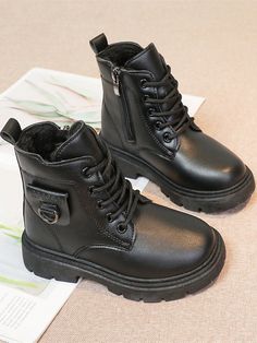 1pair Kids Boots, Fashion Low-Top Boots For Boys & Girls Black Fashionable    Plain    Kids Shoes, size features are:Bust: ,Length: ,Sleeve Length: Resort Casual, Couple Pajamas, Womens Tights, Girls Boots, Kids Boots, Short Boots, Platform Boots, Maternity Bag, Punk Fashion