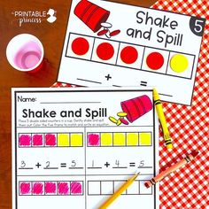 two worksheets with the words shake and spell on them