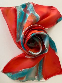 Abstract design, painting on the silk, Batik, Handmade, red and grey, original design, Fashion Handmade Red Silk Scarf For Gift, Artistic Hand Painted Red Silk Scarf, Batik Handmade, Pure Silk Scarf, Design Painting, Handmade Scarves, African Beauty, Silk Painting, How To Dye Fabric