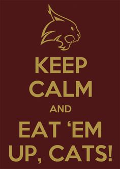 a poster with the words keep calm and eat'em up, cats on it