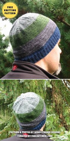 Knitted Hats For Men, Unique Sewing Patterns, Prairie Design, Beanie Knitting Patterns Free, Bulky Knit, Knit Hat For Men, Free Knitting Patterns