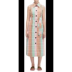 Comes From A Smoke Free, Pet Friendly Home Womens Dress Brand New With Tags Womens Size Mediun Photos Are Part Of The Items Description Measurements 19 Inches Underarm To Underarm 49 Inches Top To Bottom Multi Color Cotton C168 Rainbow Plaid, New York Dresses, Belted Shirt Dress, York Dress, Womens Dress, Pet Friendly Home, Kate Spade New York, Top To Bottom, Green Pink