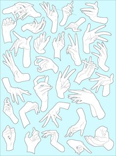 an image of hand gestures drawn in white on a blue background