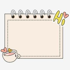 a notepad with a cup of coffee and hearts on it