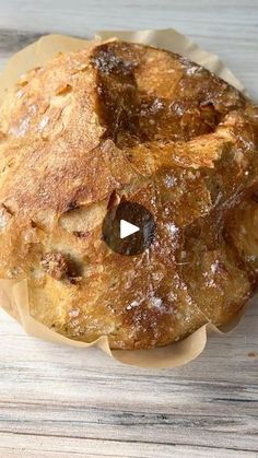 a loaf of bread sitting on top of a wooden table