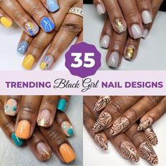 Nails For Black Women, Nails Black Women, Nails Round, Pride Nails, Girls Nail Designs, Yellow Skin, Nails Dark, Natural Nail Art, Bedroom Background